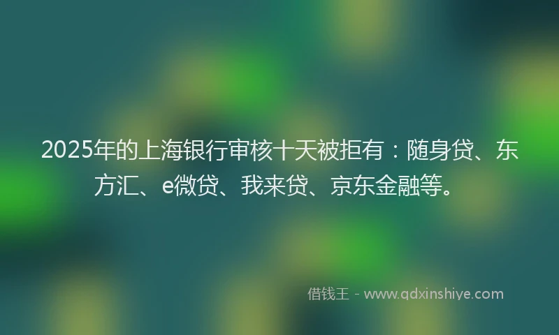 2025年的上海银行审核十天被拒有：随身贷、东方汇、e微贷、我来贷、京东金融等。