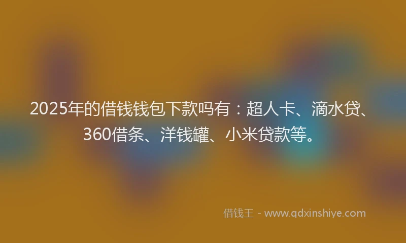 2025年的借钱钱包下款吗有：超人卡、滴水贷、360借条、洋钱罐、小米贷款等。