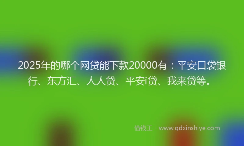 2025年的哪个网贷能下款20000有：平安口袋银行、东方汇、人人贷、平安i贷、我来贷等。