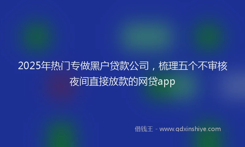 2025年热门专做黑户贷款公司，梳理五个不审核夜间直接放款的网贷app