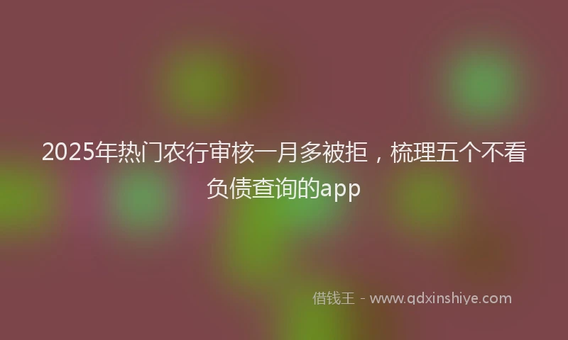 2025年热门农行审核一月多被拒，梳理五个不看负债查询的app