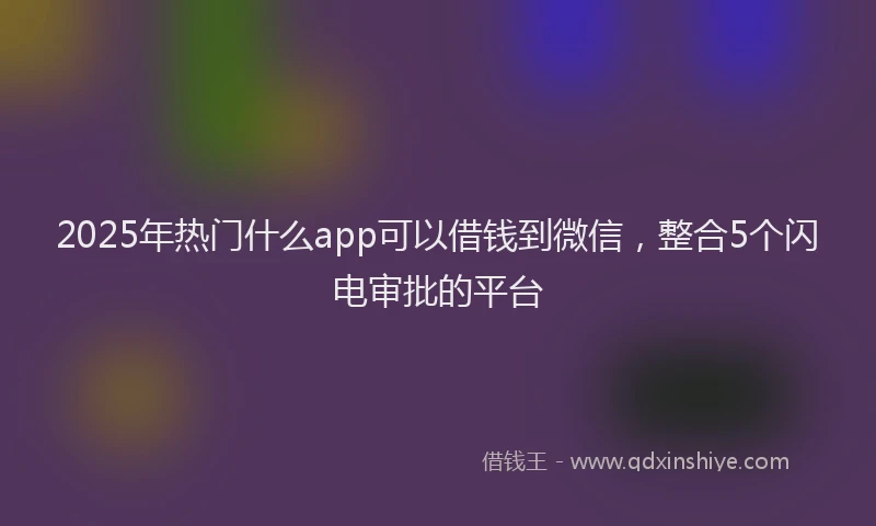 2025年热门什么app可以借钱到微信，整合5个闪电审批的平台