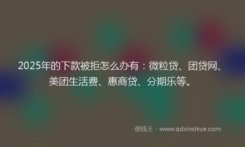 2025年的下款被拒怎么办有：微粒贷、团贷网、美团生活费、惠商贷、分期乐等。