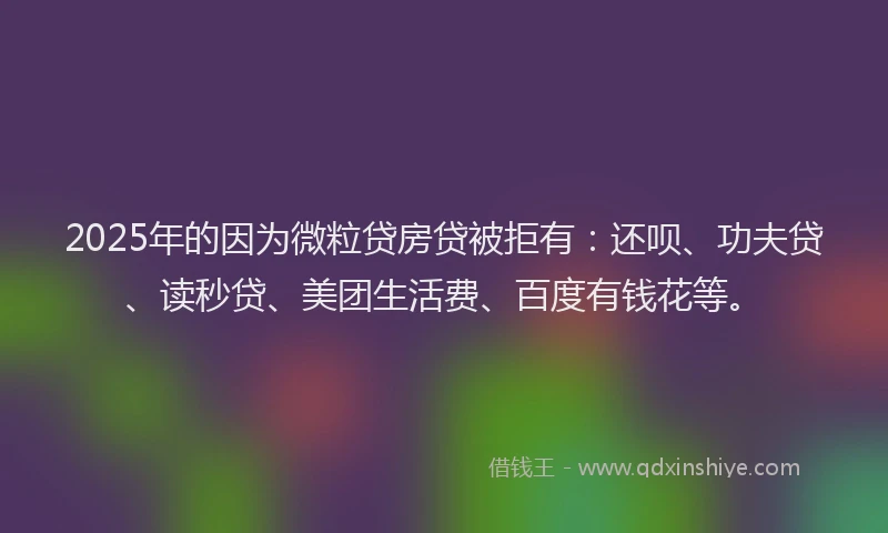 2025年的因为微粒贷房贷被拒有：还呗、功夫贷、读秒贷、美团生活费、百度有钱花等。