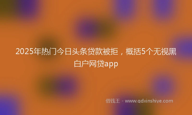 2025年热门今日头条贷款被拒，概括5个无视黑白户网贷app