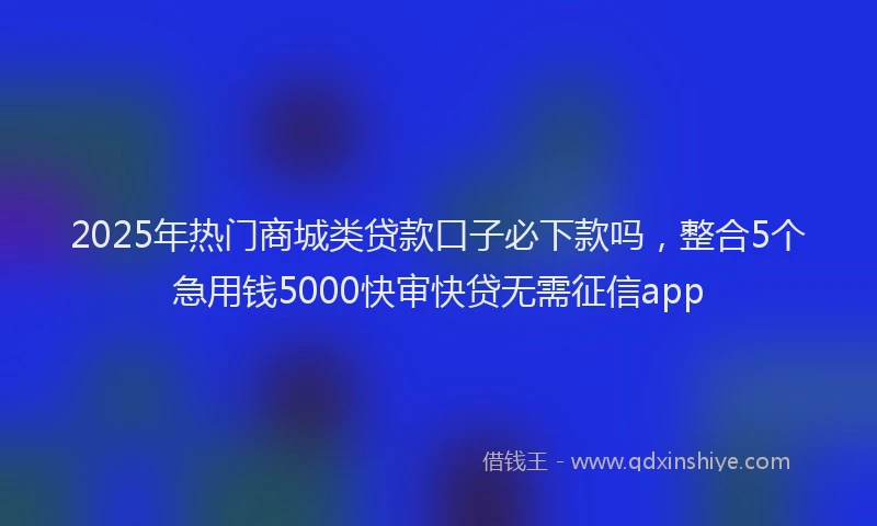 2025年热门商城类贷款口子必下款吗，整合5个急用钱5000快审快贷无需征信app