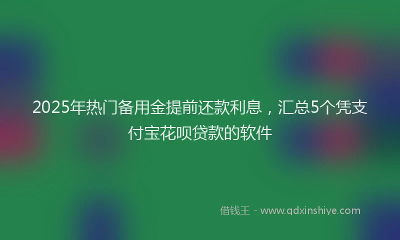 2025年热门备用金提前还款利息，汇总5个凭支付宝花呗贷款的软件