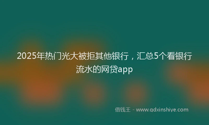 2025年热门光大被拒其他银行，汇总5个看银行流水的网贷app