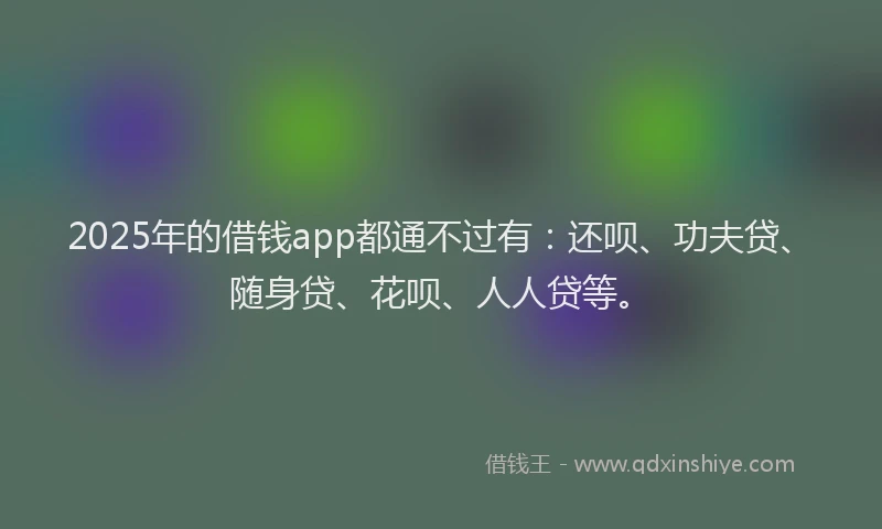 2025年的借钱app都通不过有：还呗、功夫贷、随身贷、花呗、人人贷等。