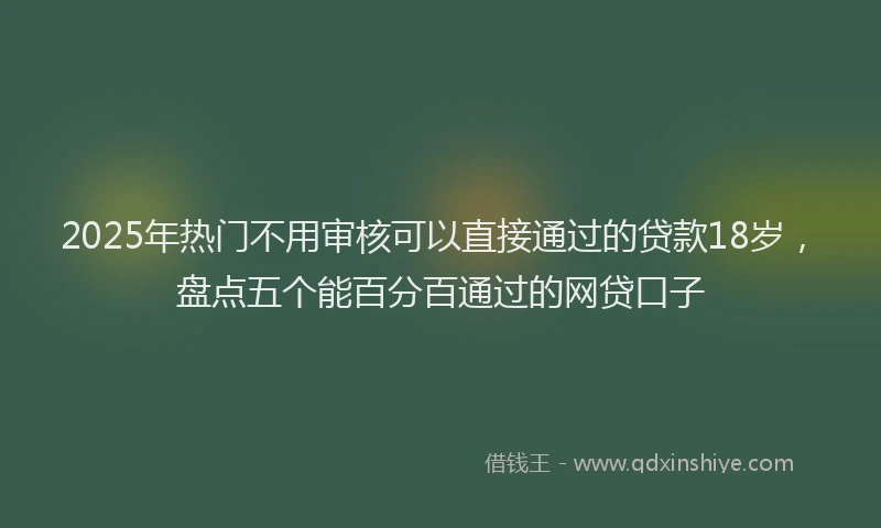2025年热门不用审核可以直接通过的贷款18岁，盘点五个能百分百通过的网贷口子