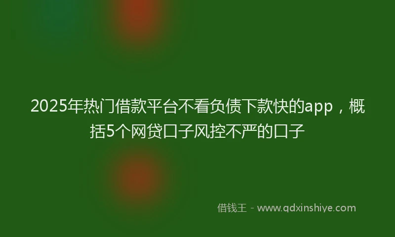 2025年热门借款平台不看负债下款快的app，概括5个网贷口子风控不严的口子