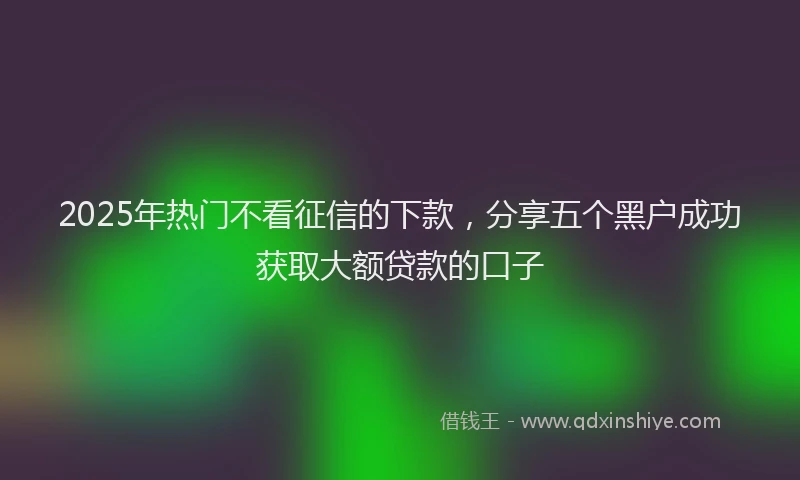 2025年热门不看征信的下款，分享五个黑户成功获取大额贷款的口子