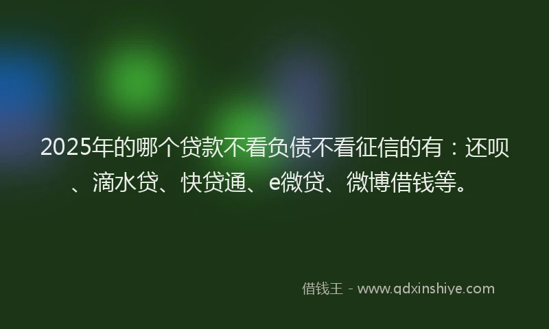 2025年的哪个贷款不看负债不看征信的有：还呗、滴水贷、快贷通、e微贷、微博借钱等。