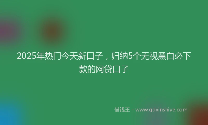 2025年热门今天新口子，归纳5个无视黑白必下款的网贷口子