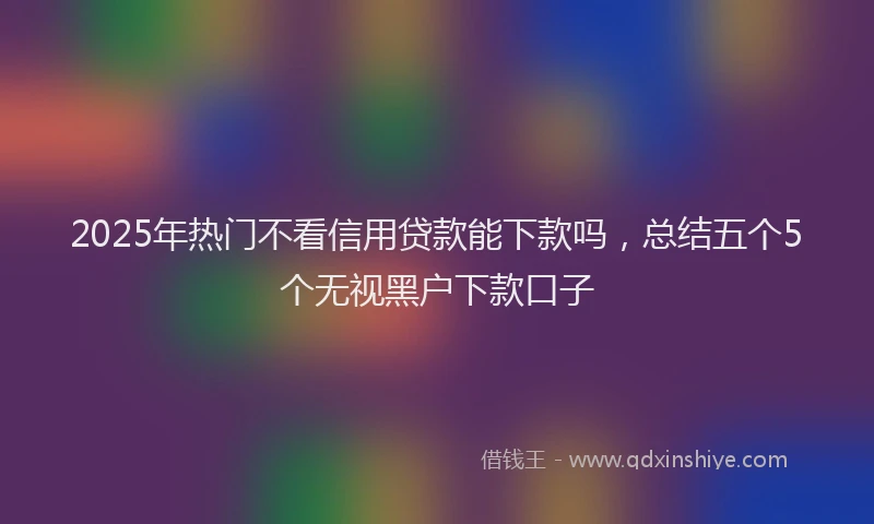 2025年热门不看信用贷款能下款吗，总结五个5个无视黑户下款口子