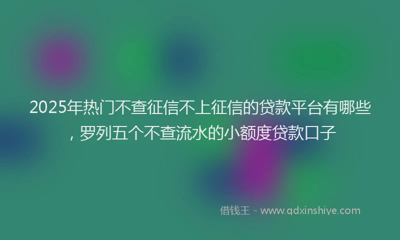 2025年热门不查征信不上征信的贷款平台有哪些，罗列五个不查流水的小额度贷款口子