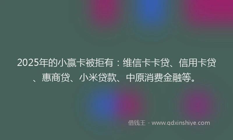 2025年的小赢卡被拒有：维信卡卡贷、信用卡贷、惠商贷、小米贷款、中原消费金融等。