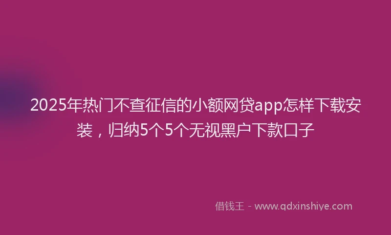 2025年热门不查征信的小额网贷app怎样下载安装，归纳5个5个无视黑户下款口子