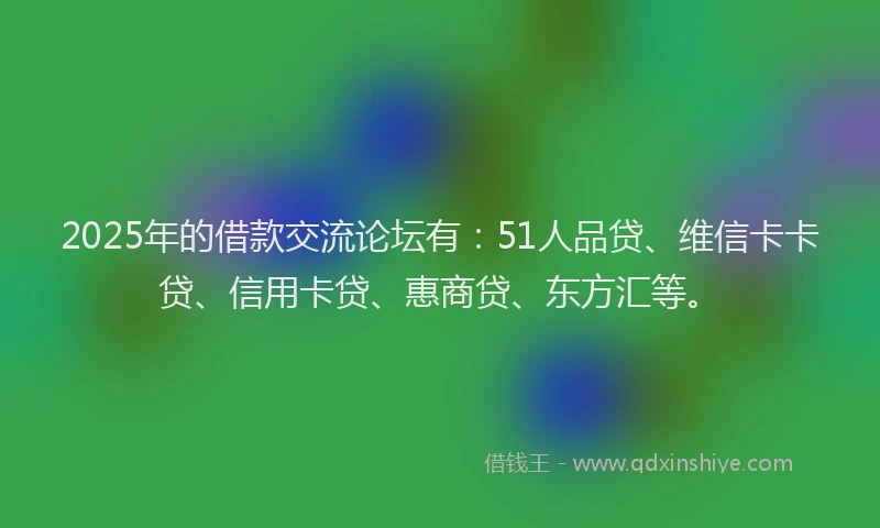 2025年的借款交流论坛有：51人品贷、维信卡卡贷、信用卡贷、惠商贷、东方汇等。