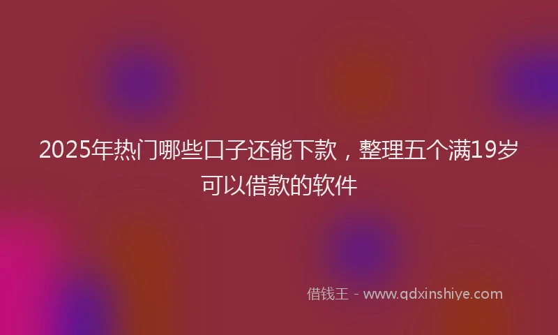 2025年热门哪些口子还能下款，整理五个满19岁可以借款的软件