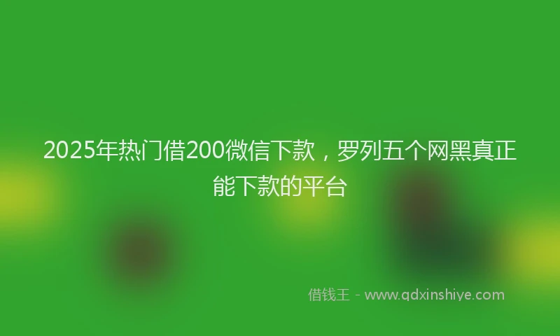 2025年热门借200微信下款，罗列五个网黑真正能下款的平台
