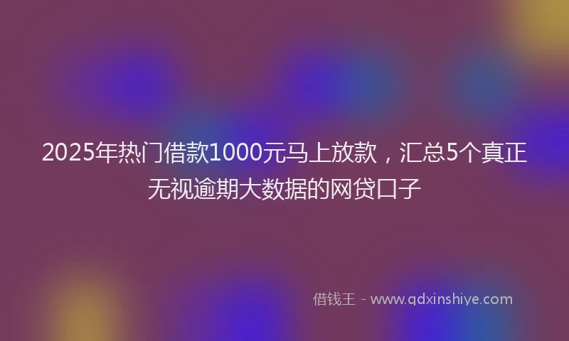 2025年热门借款1000元马上放款，汇总5个真正无视逾期大数据的网贷口子
