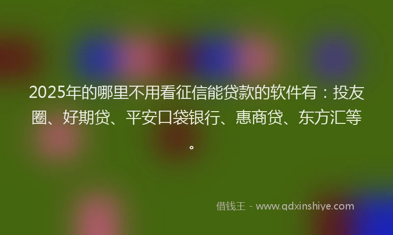 2025年的哪里不用看征信能贷款的软件有：投友圈、好期贷、平安口袋银行、惠商贷、东方汇等。