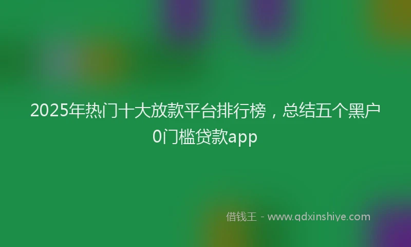 2025年热门十大放款平台排行榜，总结五个黑户0门槛贷款app