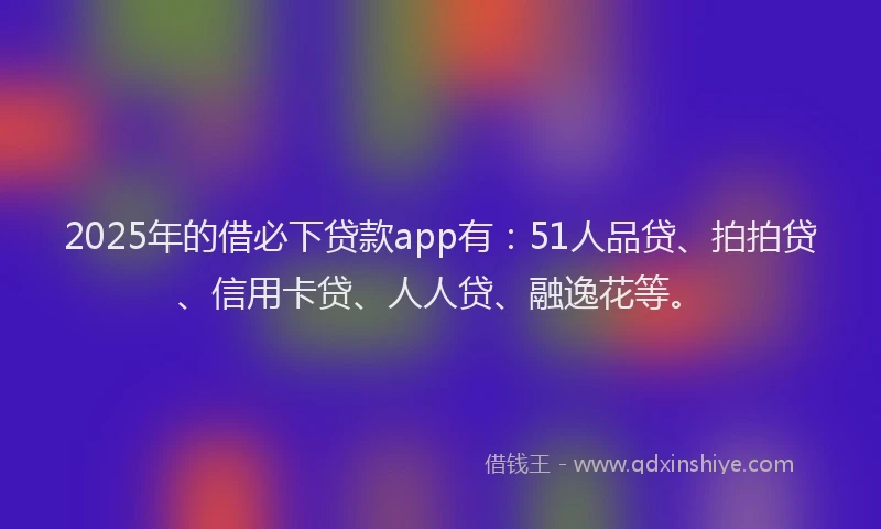 2025年的借必下贷款app有：51人品贷、拍拍贷、信用卡贷、人人贷、融逸花等。