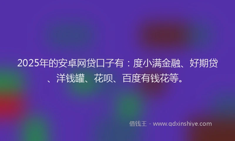2025年的安卓网贷口子有：度小满金融、好期贷、洋钱罐、花呗、百度有钱花等。