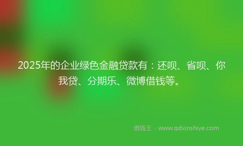 2025年的企业绿色金融贷款有：还呗、省呗、你我贷、分期乐、微博借钱等。