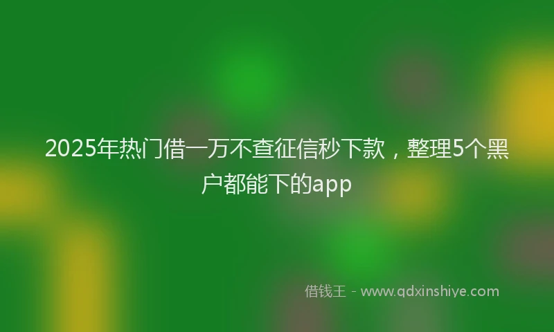 2025年热门借一万不查征信秒下款，整理5个黑户都能下的app