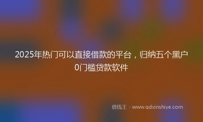 2025年热门可以直接借款的平台，归纳五个黑户0门槛贷款软件