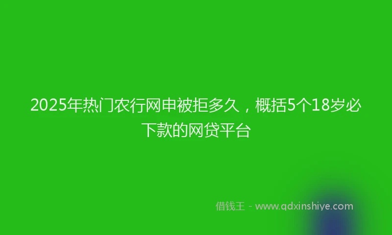 2025年热门农行网申被拒多久，概括5个18岁必下款的网贷平台