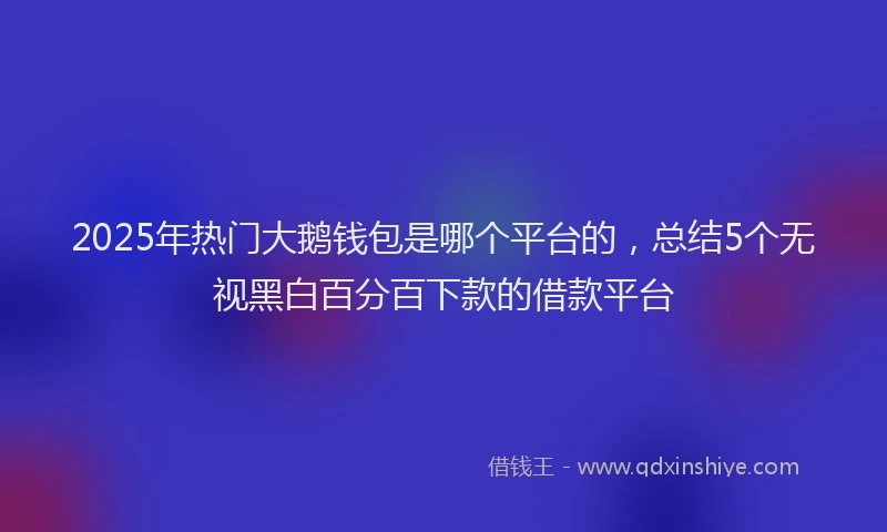 2025年热门大鹅钱包是哪个平台的，总结5个无视黑白百分百下款的借款平台
