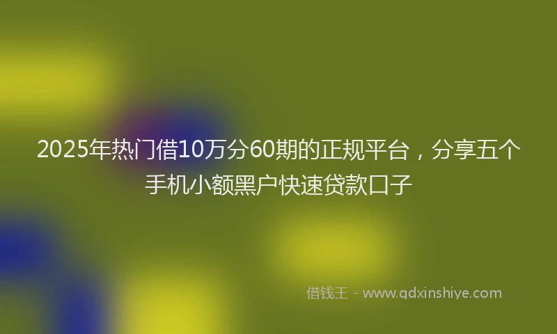 2025年热门借10万分60期的正规平台，分享五个手机小额黑户快速贷款口子