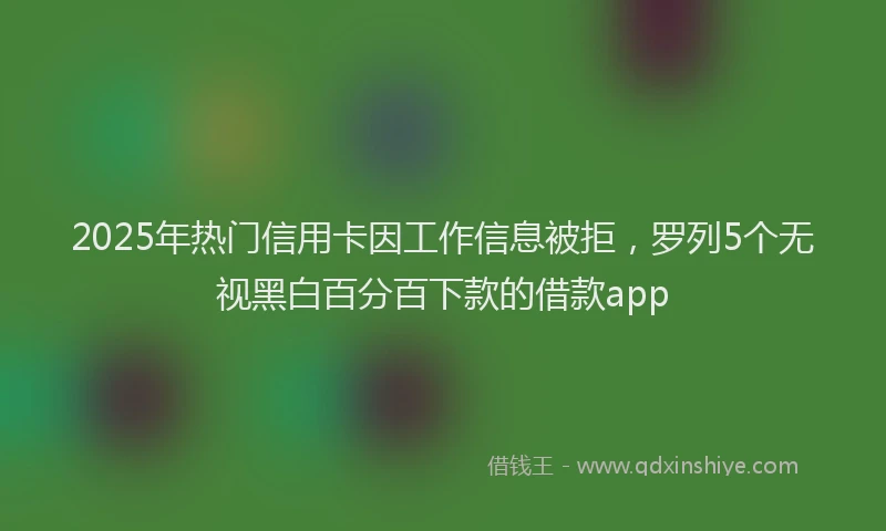 2025年热门信用卡因工作信息被拒，罗列5个无视黑白百分百下款的借款app