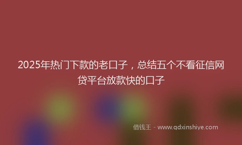 2025年热门下款的老口子，总结五个不看征信网贷平台放款快的口子