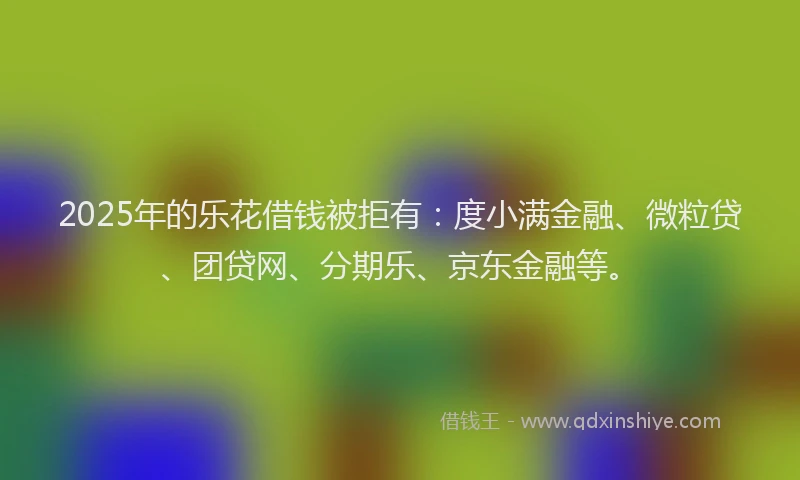 2025年的乐花借钱被拒有：度小满金融、微粒贷、团贷网、分期乐、京东金融等。