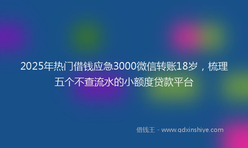2025年热门借钱应急3000微信转账18岁，梳理五个不查流水的小额度贷款平台