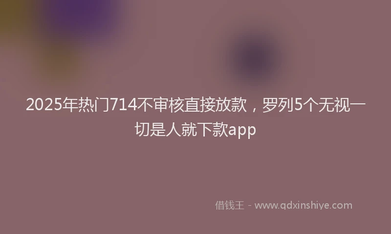 2025年热门714不审核直接放款，罗列5个无视一切是人就下款app