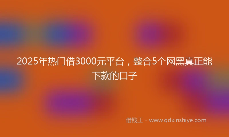 2025年热门借3000元平台，整合5个网黑真正能下款的口子
