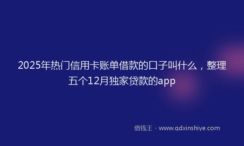 2025年热门信用卡账单借款的口子叫什么，整理五个12月独家贷款的app