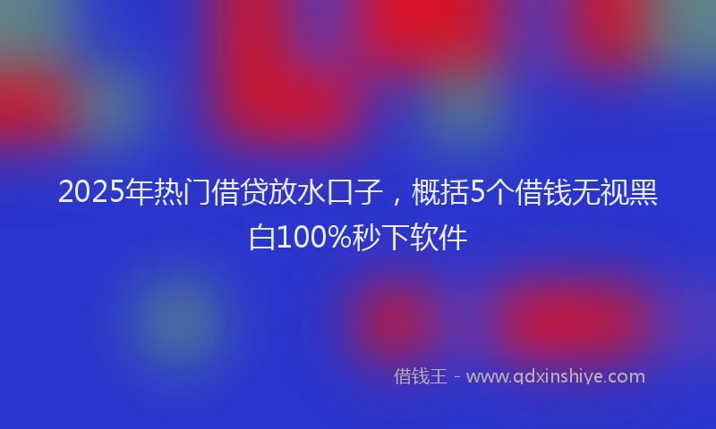 2025年热门借贷放水口子，概括5个借钱无视黑白100%秒下软件