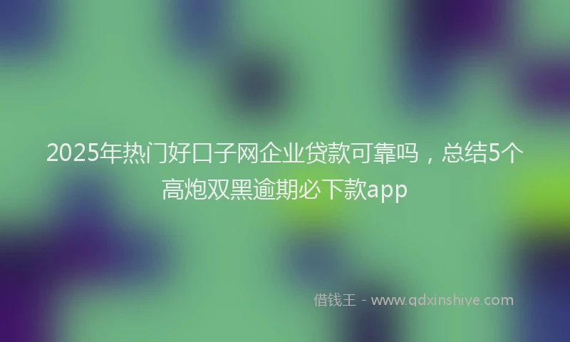 2025年热门好口子网企业贷款可靠吗，总结5个高炮双黑逾期必下款app