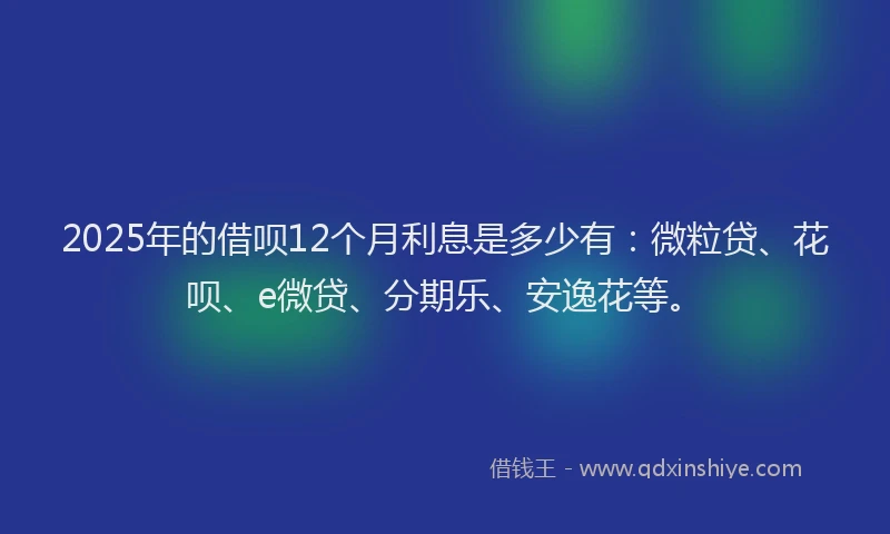 2025年的借呗12个月利息是多少有：微粒贷、花呗、e微贷、分期乐、安逸花等。