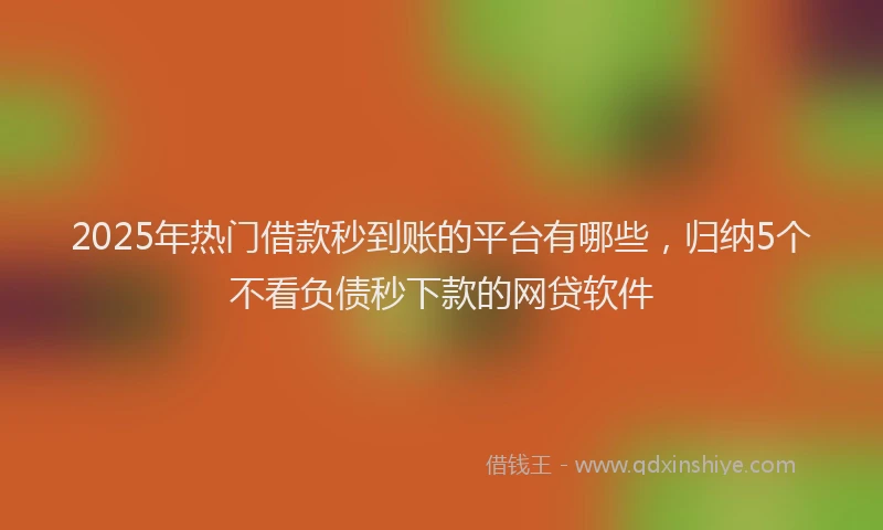 2025年热门借款秒到账的平台有哪些，归纳5个不看负债秒下款的网贷软件