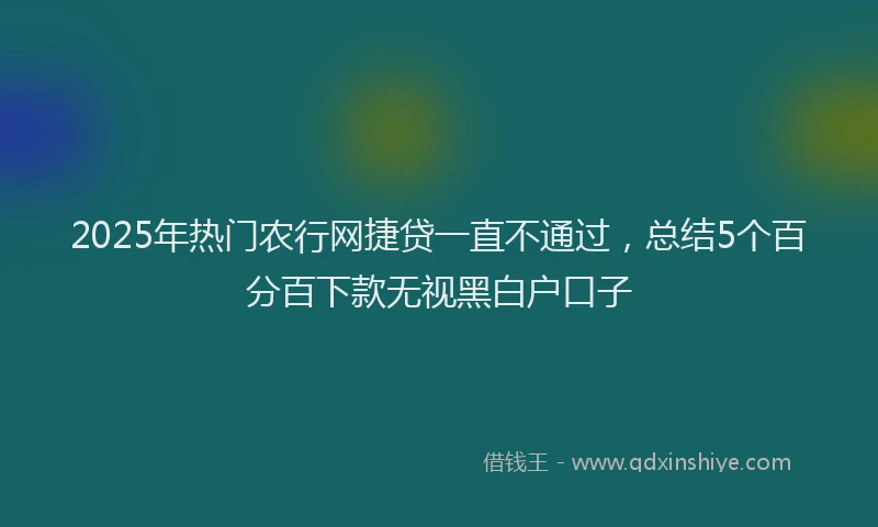 2025年热门农行网捷贷一直不通过，总结5个百分百下款无视黑白户口子
