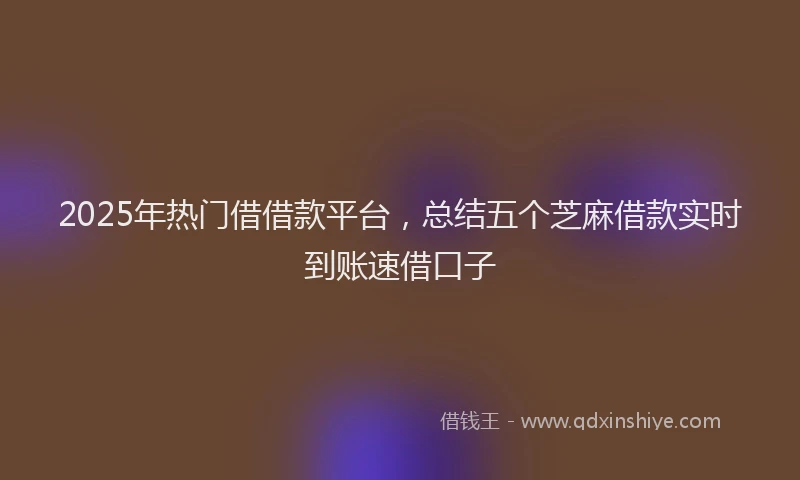 2025年热门借借款平台，总结五个芝麻借款实时到账速借口子