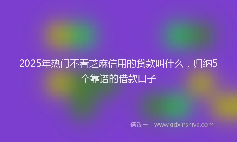 2025年热门不看芝麻信用的贷款叫什么，归纳5个靠谱的借款口子